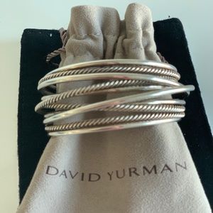 David Yurman silver Crossover Wide Cuff bracelet.